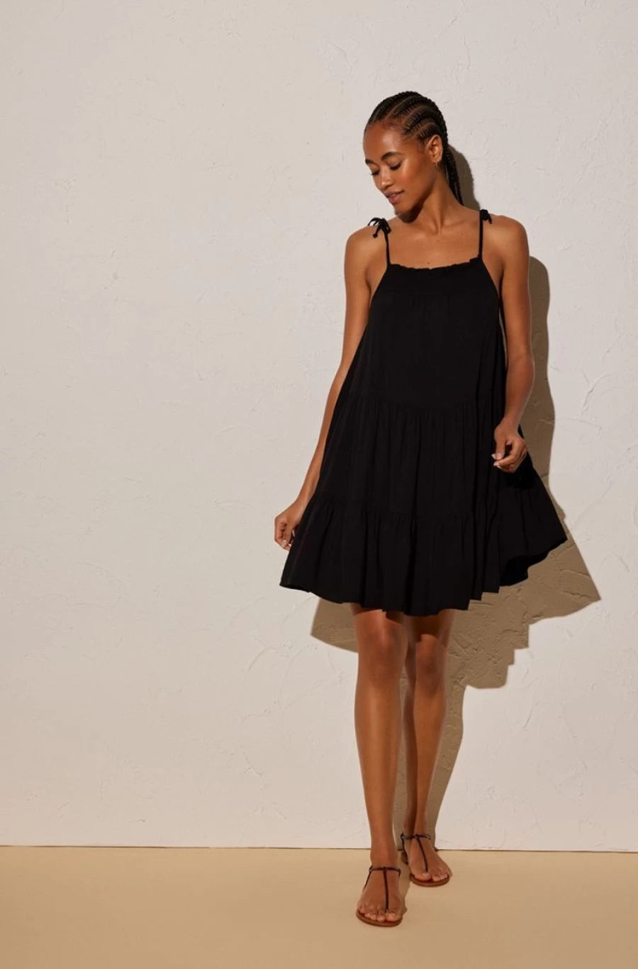 YSABEL MORA Women's Black Mini Dress with Thin Straps - Sleek & Sexy Summer Outfit
