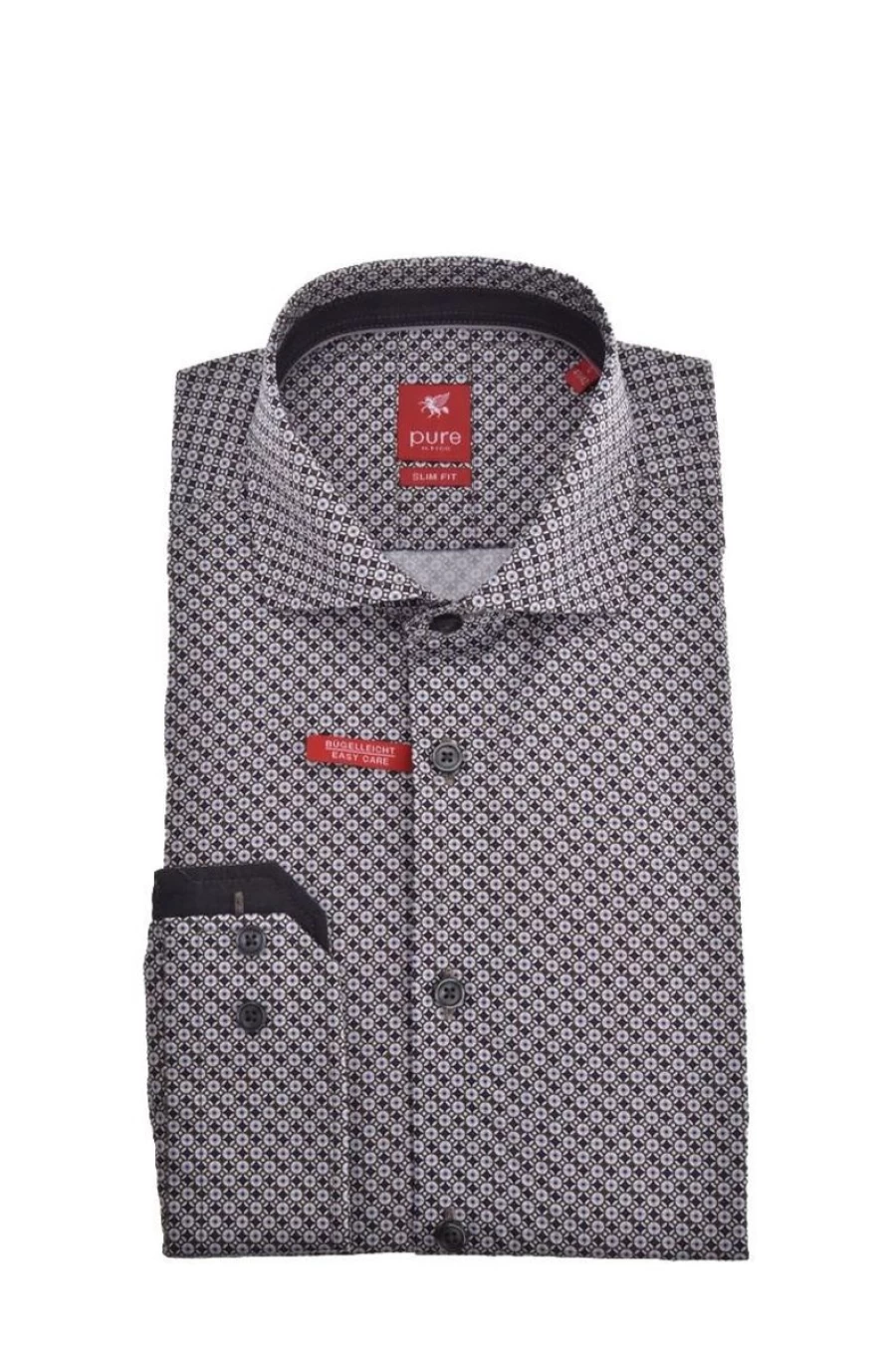 "PURE H.TICO Men's Slim Fit Long-Sleeve Patterned City Shirt"
