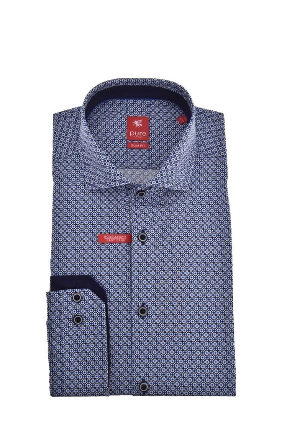 "PURE H.TICO Men's Slim Fit Long-Sleeve Patterned City Shirt"
