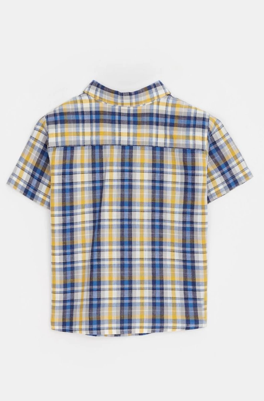 Benetton Boys' Multi-Color Cotton Short Sleeve Check Shirt