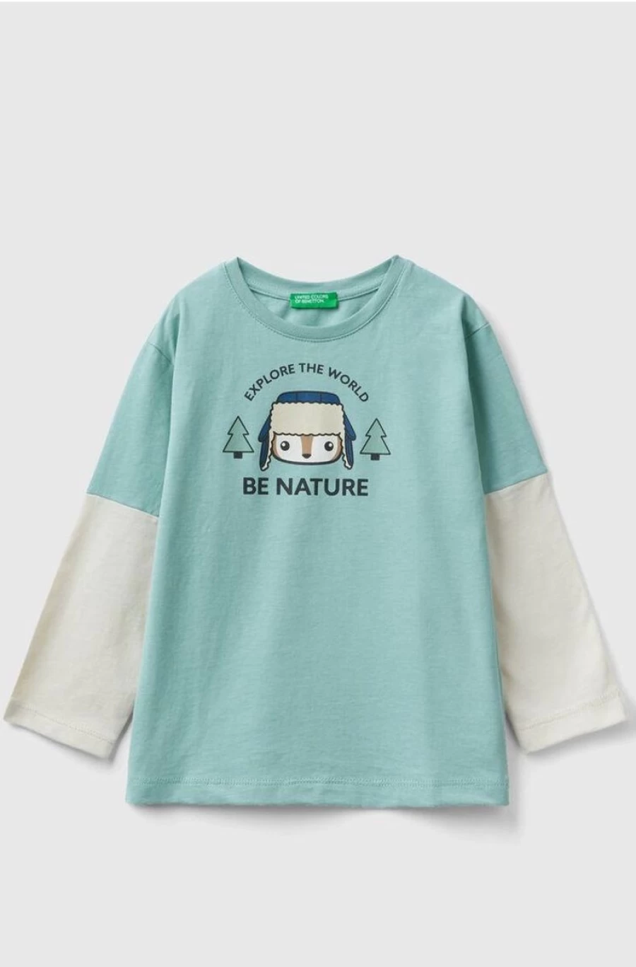 Benetton Boys' Long Sleeve Printed T-Shirt - Comfortable & Stylish Casual Top