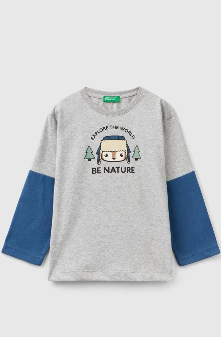 Benetton Boys' Long Sleeve Printed T-Shirt - Comfortable & Stylish Casual Top