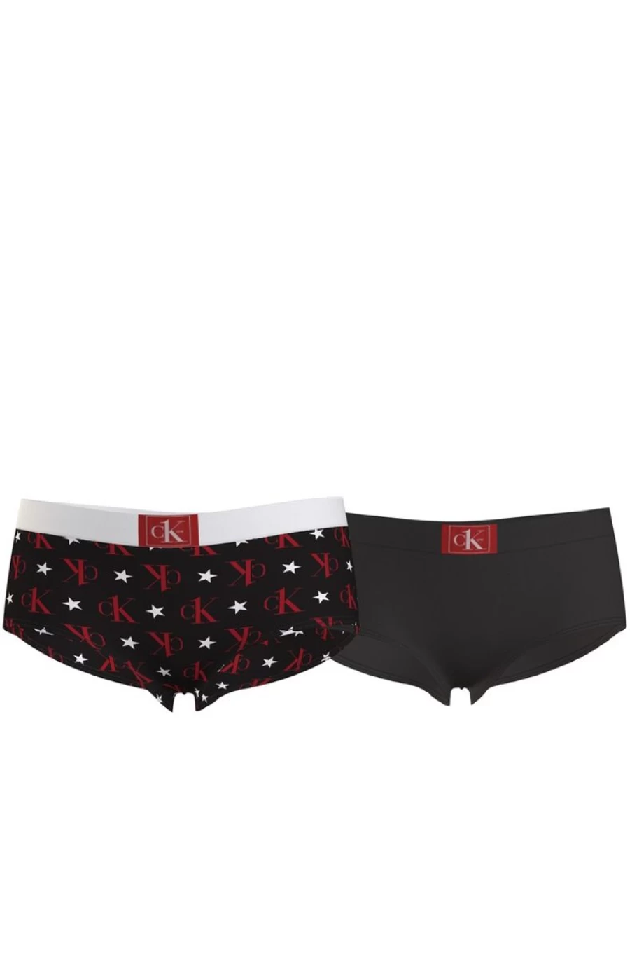 CALVIN KLEIN Girls' 2 Pack Shorty Trunks - Black & Multi Logo Print Underwear