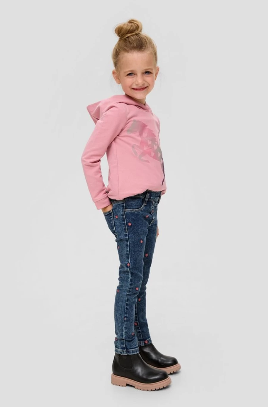 S.OLIVER Girls' Blue Embroidered Treggings Jeans for Stylish Comfort