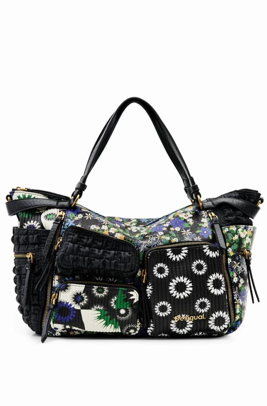 DESIGUAL Women's Large Boho Patchwork Tote Bag - Stylish & Spacious Handbag for Everyday Use