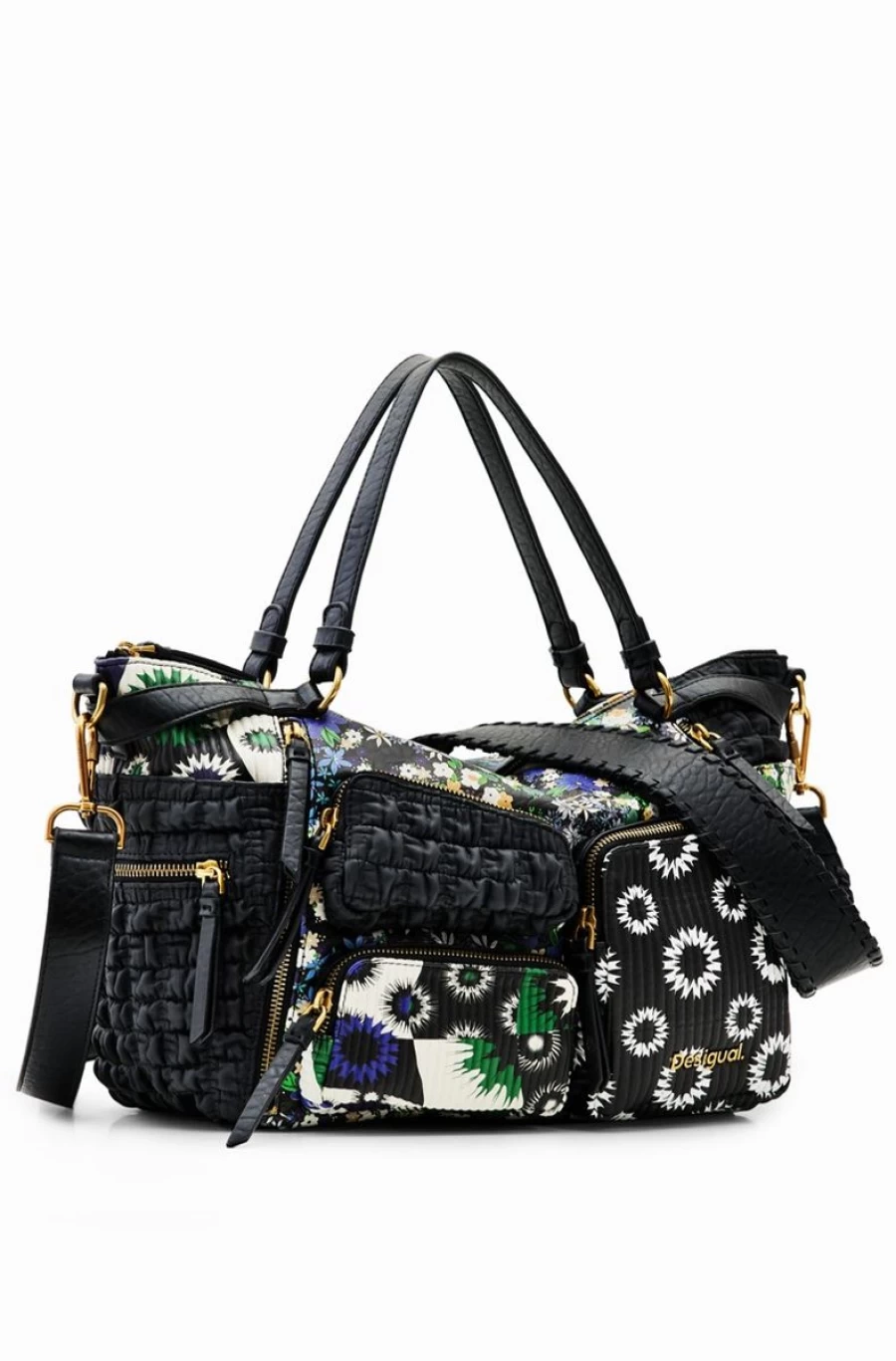 DESIGUAL Women's Large Boho Patchwork Tote Bag - Stylish & Spacious Handbag for Everyday Use