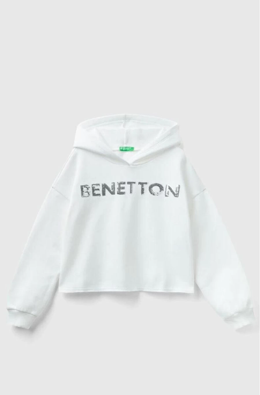 BENETTON Girls' Hoodie With Embroidered Logo Sequins - Stylish & Comfortable Pullover