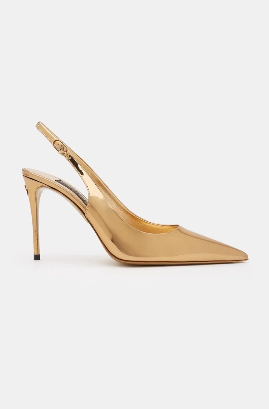DOLCE & GABBANA Women's Gold Calfskin Slingback Heels with Mirrored Effect