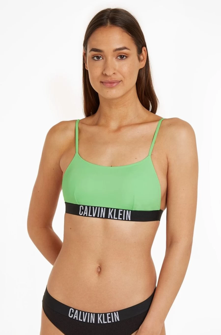 CALVIN KLEIN Women's Green Intense Power Bralette Bikini Top