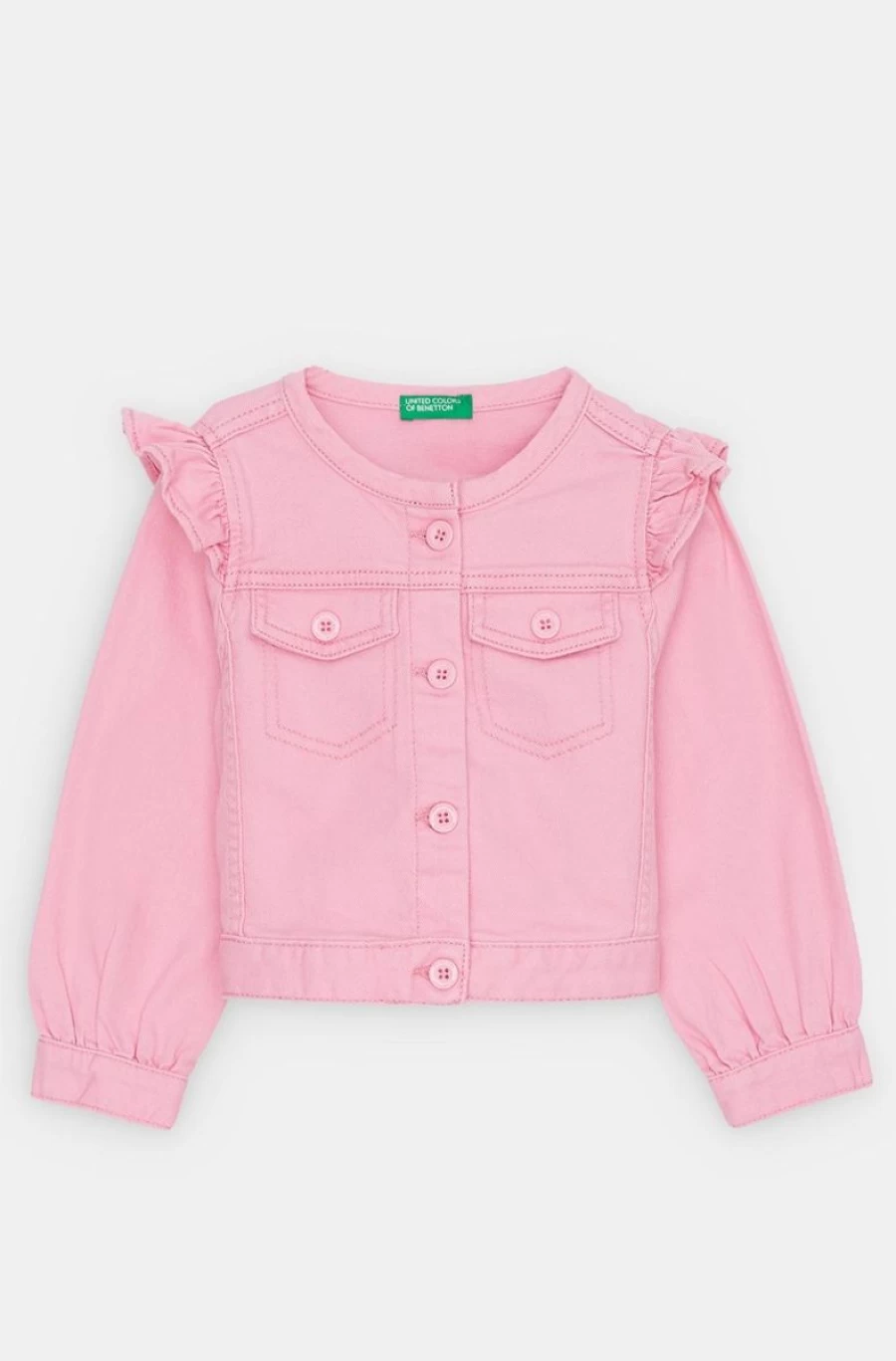 BENETTON Girls' Stretch Cotton Jacket - Comfortable & Stylish Outerwear for Kids