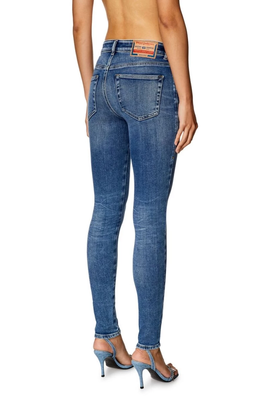 DIESEL Women's Medium Blue Super Skinny Jeans - 2017 Slandy 09H90 Slim Fit Stretch Denim