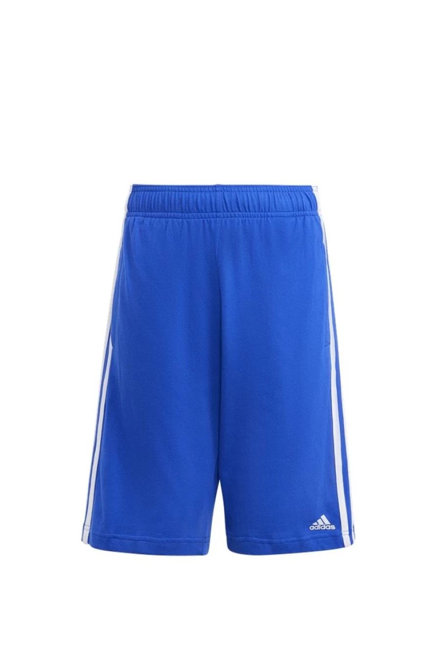 Adidas Girls' Blue Essentials 3-Stripes Knit Shorts | Sporty Comfort Shorts for Kids
