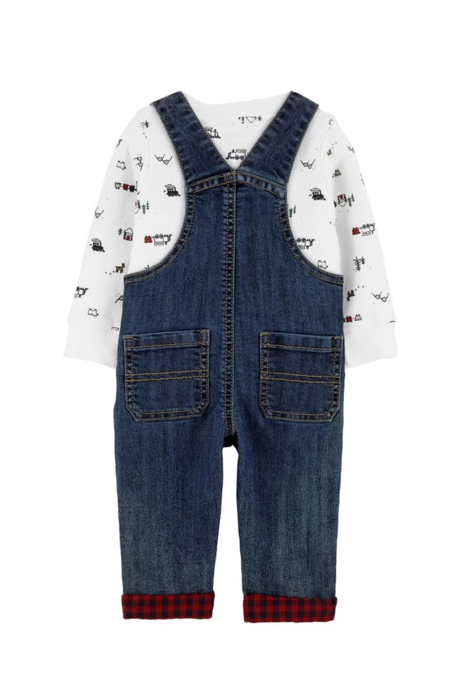 CARTER'S Boys 2-Piece Winter Thermal Tee & Overalls Set - Warm Outfit for Toddlers