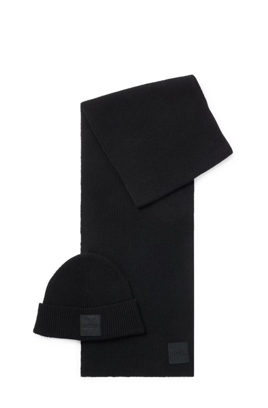 "HUGO BOSS Men's Embroidered-Logo Scarf & Beanie Winter Set"