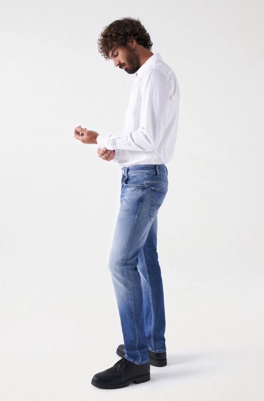 SALSA JEANS Men's Blue Regular Fit S-Active Denim Jeans for Comfort & Style