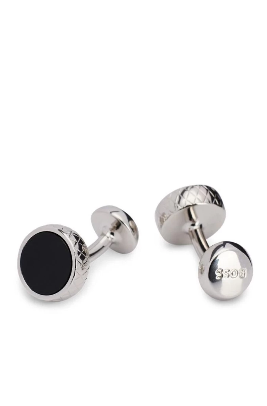 HUGO BOSS Men's Round Cufflinks with Contrast Enamel Core - Elegant Dress Accessories
