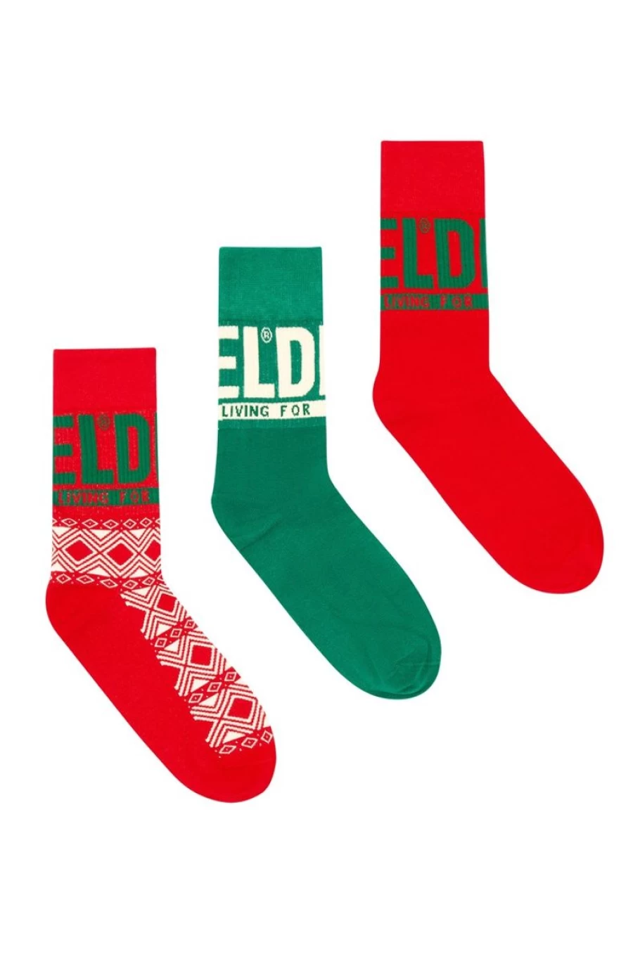 DIESEL Men's 3-Pack Geometric Print Logo Socks - Multi Color