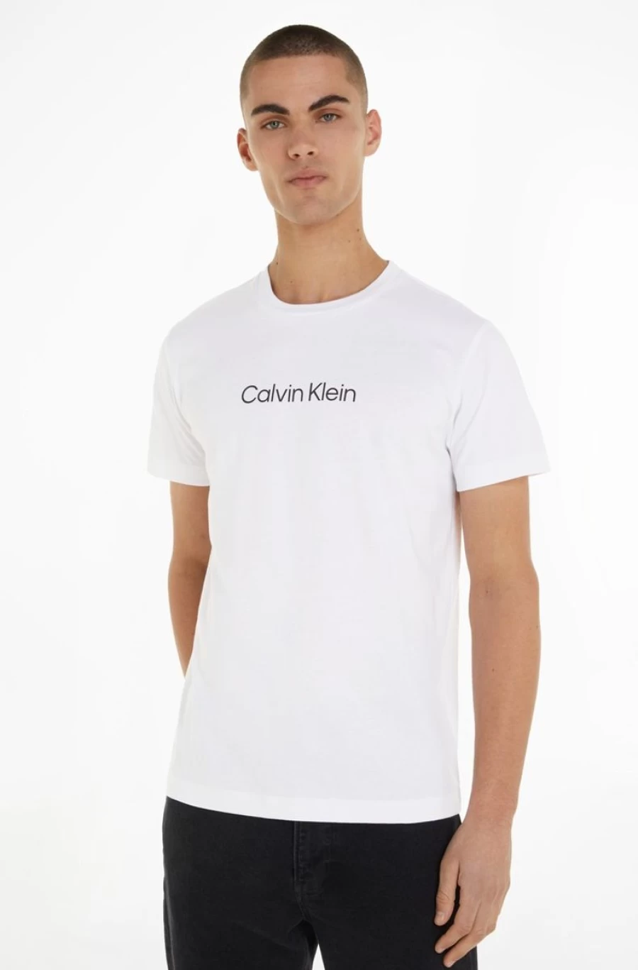 CALVIN KLEIN Men's White Crew Neck Logo T-Shirt