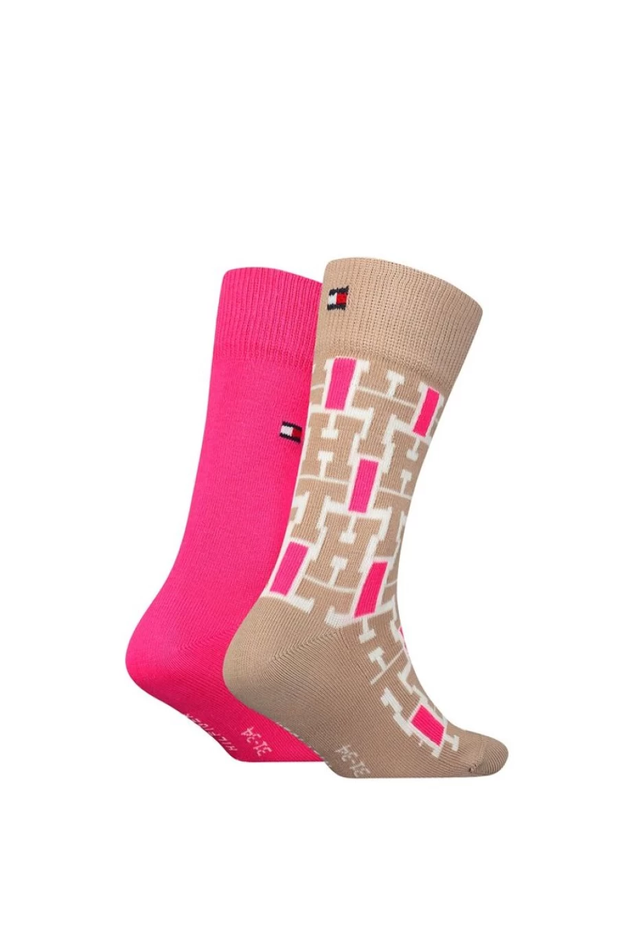 TOMMY HILFIGER Girls' Multi Color 2-Pack Monogrammed Socks for Kids