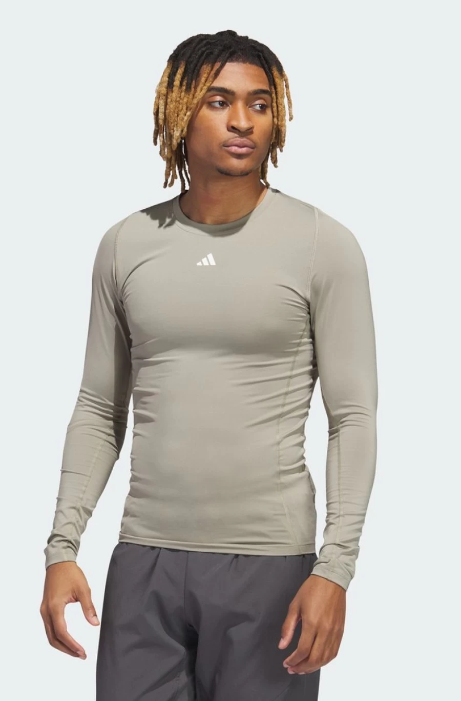 Adidas Men's Techfit Training Long Sleeve T-Shirt in Beige