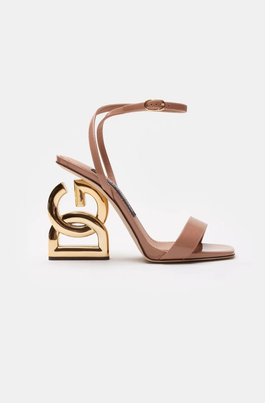 DOLCE & GABBANA Women's Pink Keira Patent Leather Sandals with 3.5 Inch Heel