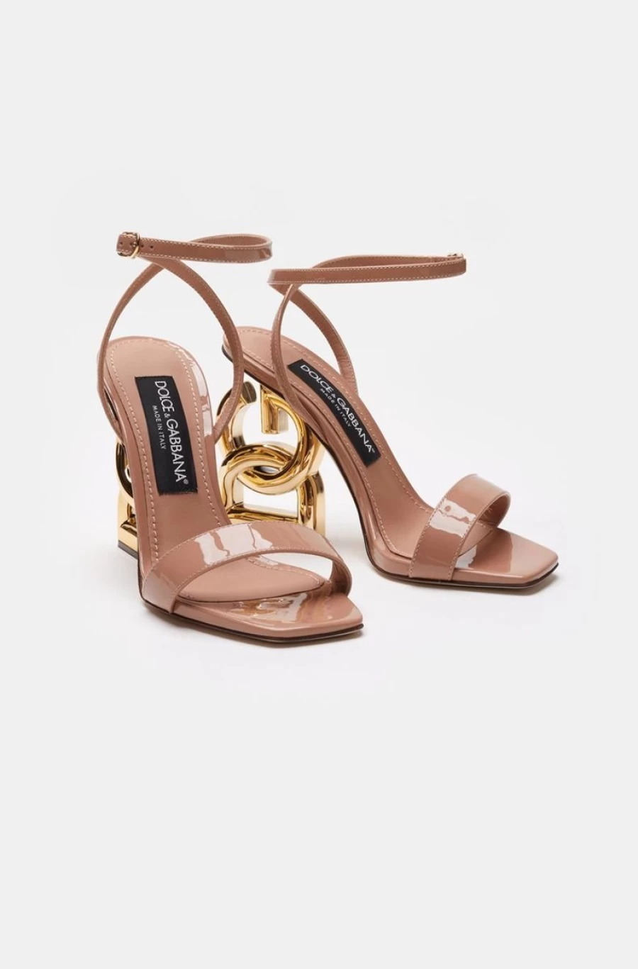 DOLCE & GABBANA Women's Pink Keira Patent Leather Sandals with 3.5 Inch Heel