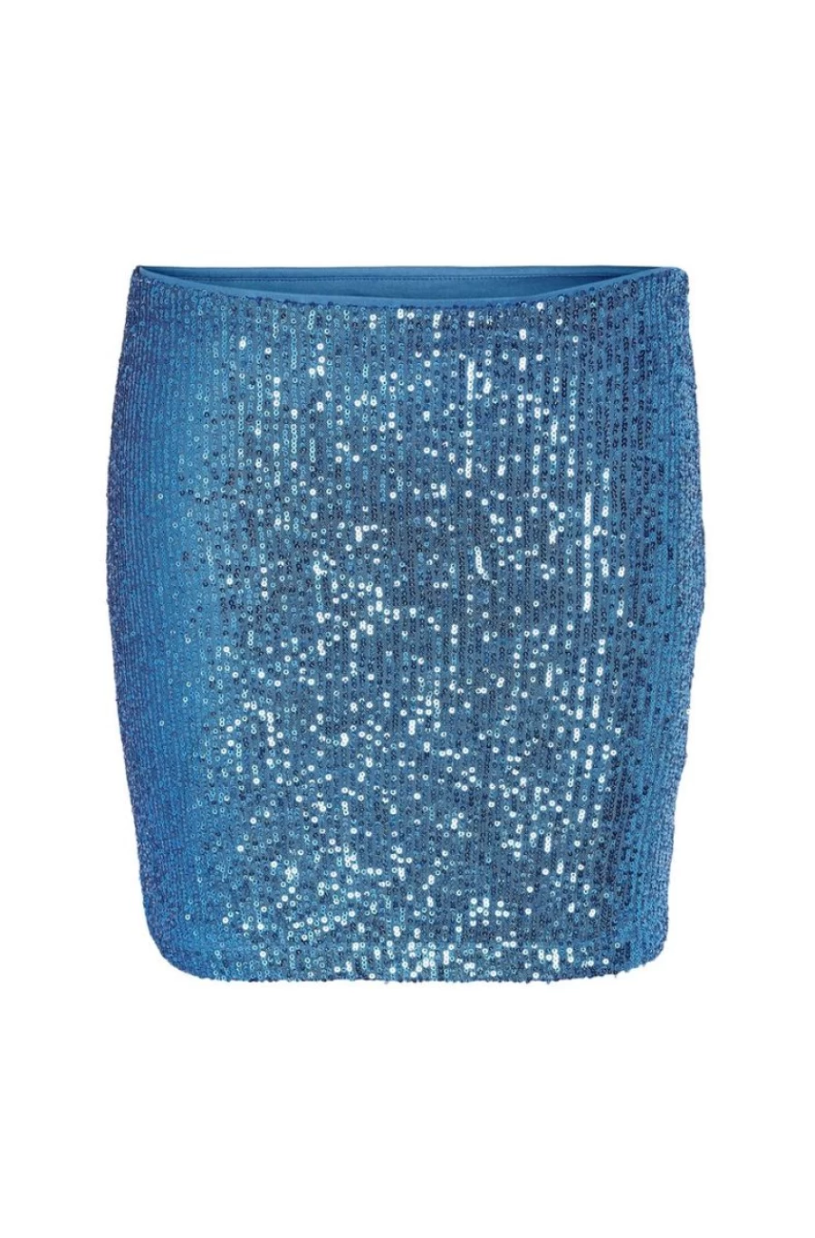NOISY MAY Women's Blue Sequin Mini Skirt - Nmscarlett Glitter Party Skirt