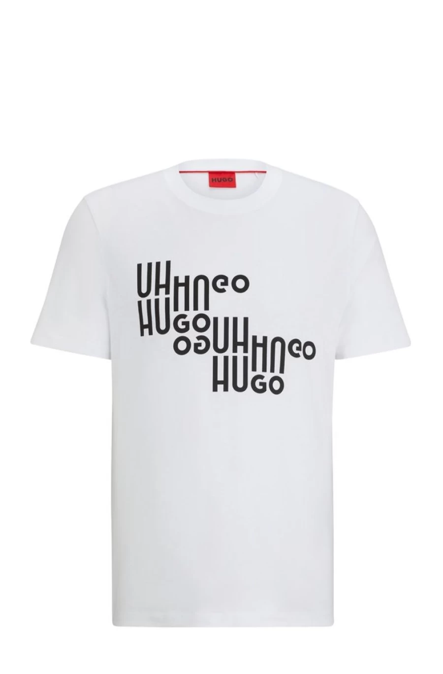 "HUGO BOSS Men's White Cotton Jersey T-Shirt With Seasonal Logo Print"
