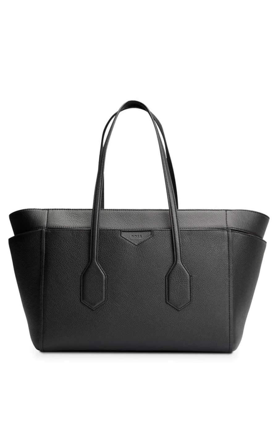 "HUGO BOSS Women's Leather Tote Bag with Embossed Logo - Stylish Designer Handbag"