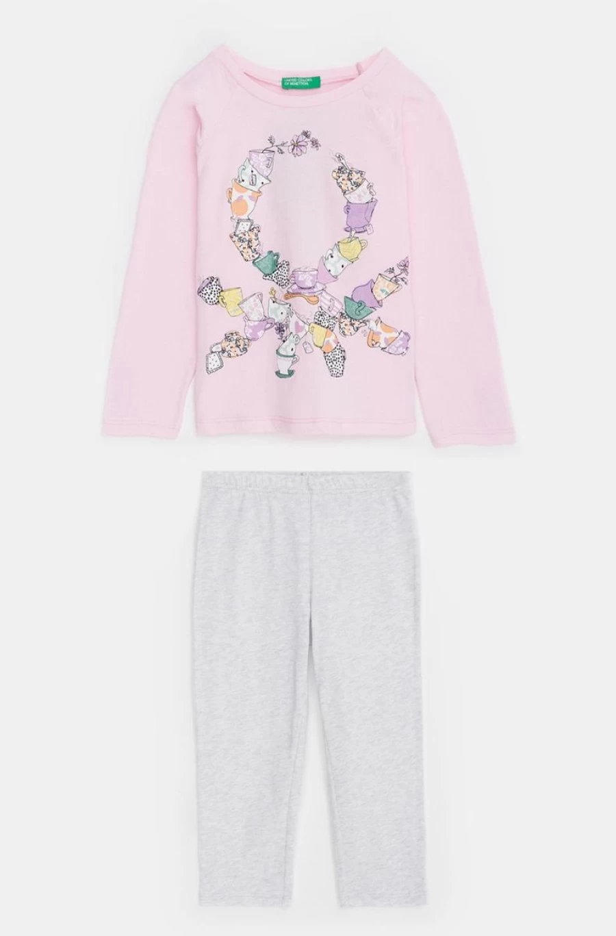 Benetton Girls' Two-Tone Cotton Pyjamas - Soft & Comfortable Sleepwear