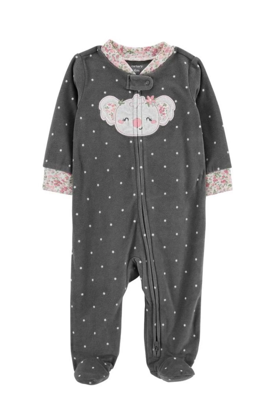 CARTER'S Grey Koala Fleece Sleep & Play Outfit for Girls