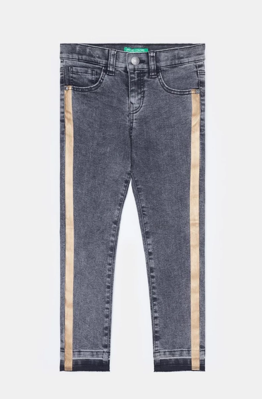 BENETTON Girls' Gray Eco-Friendly Recycled Denim Jeans for Sustainable Fashion