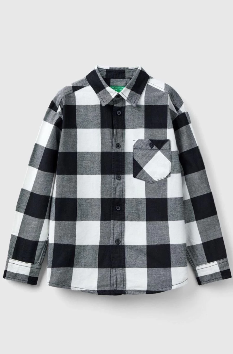 Benetton Boys Multi-Color Plaid Cotton Shirt for Kids