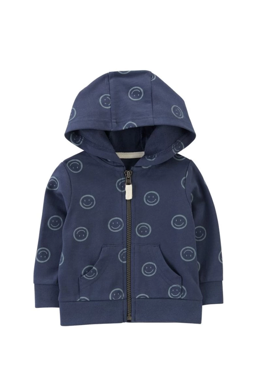 CARTER'S Boys Blue Smiley Face Hooded Zip-Up Jacket