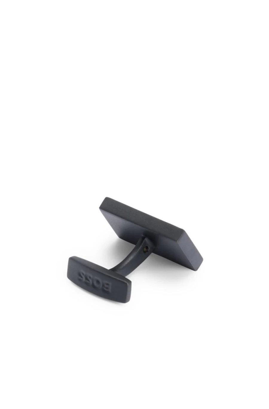 HUGO BOSS Men's Brass Rectangular Cufflinks with Embossed Logo - Matte Finish