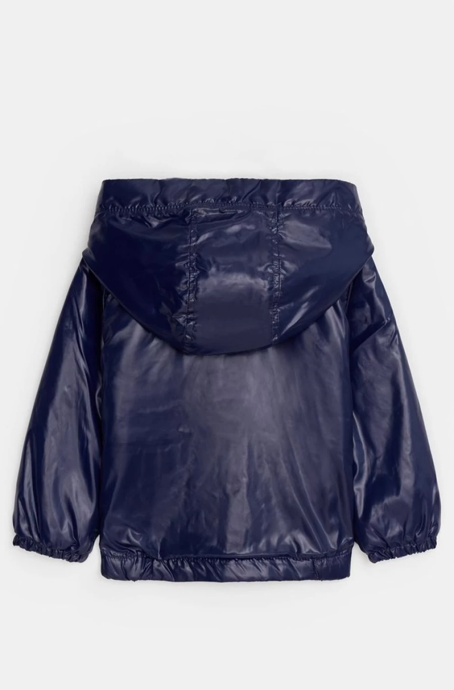 Benetton Girls Blue Fleece-Lined Hooded Jacket with Ruffles - Warm & Stylish Outerwear