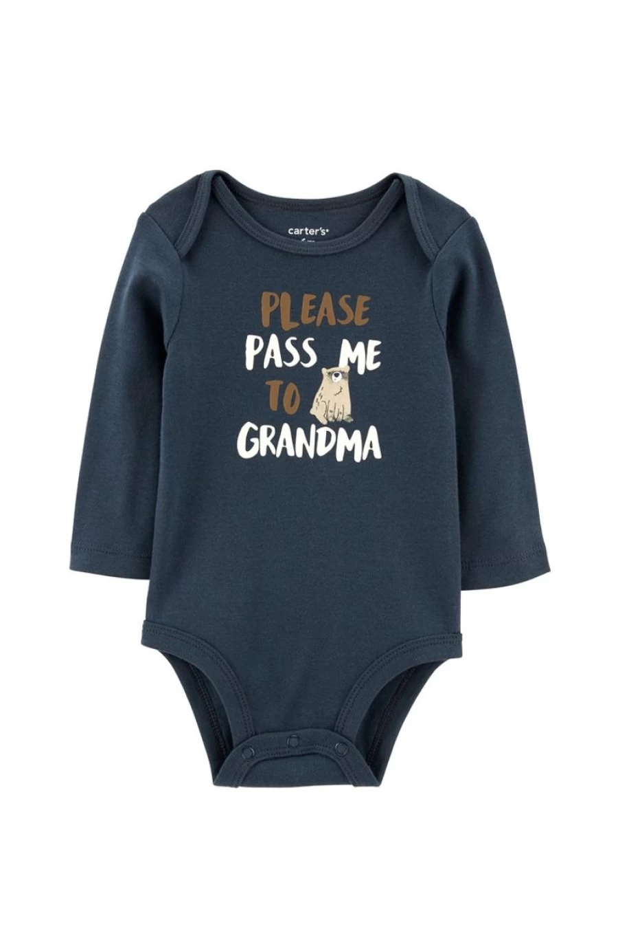 CARTER'S Boys Blue Long-Sleeve Bodysuit - Soft Cotton Baby One-Piece Romper