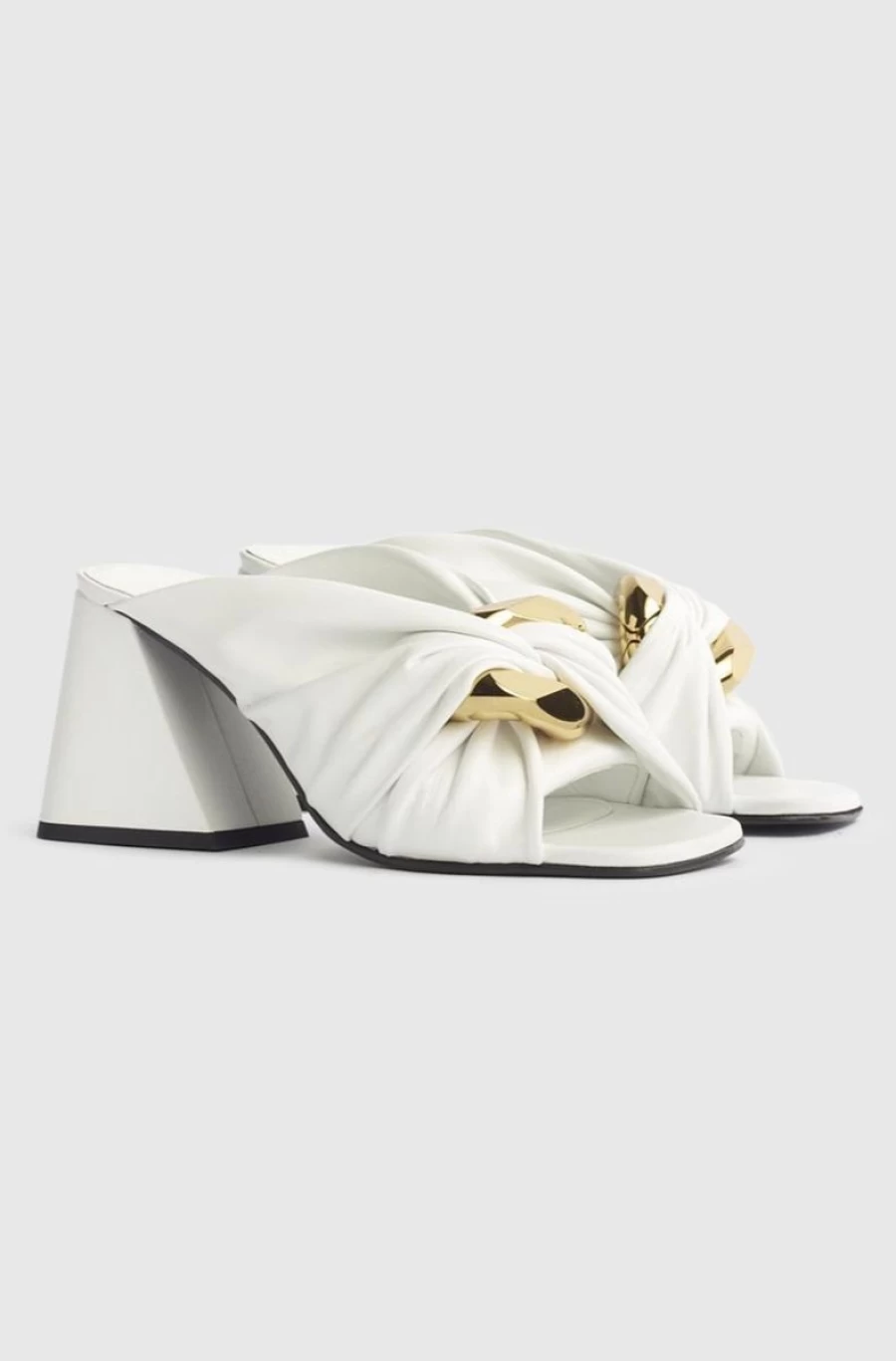 JW ANDERSON Women's White Twisted Chain Leather Mules - Fashionable Slip-On Shoes