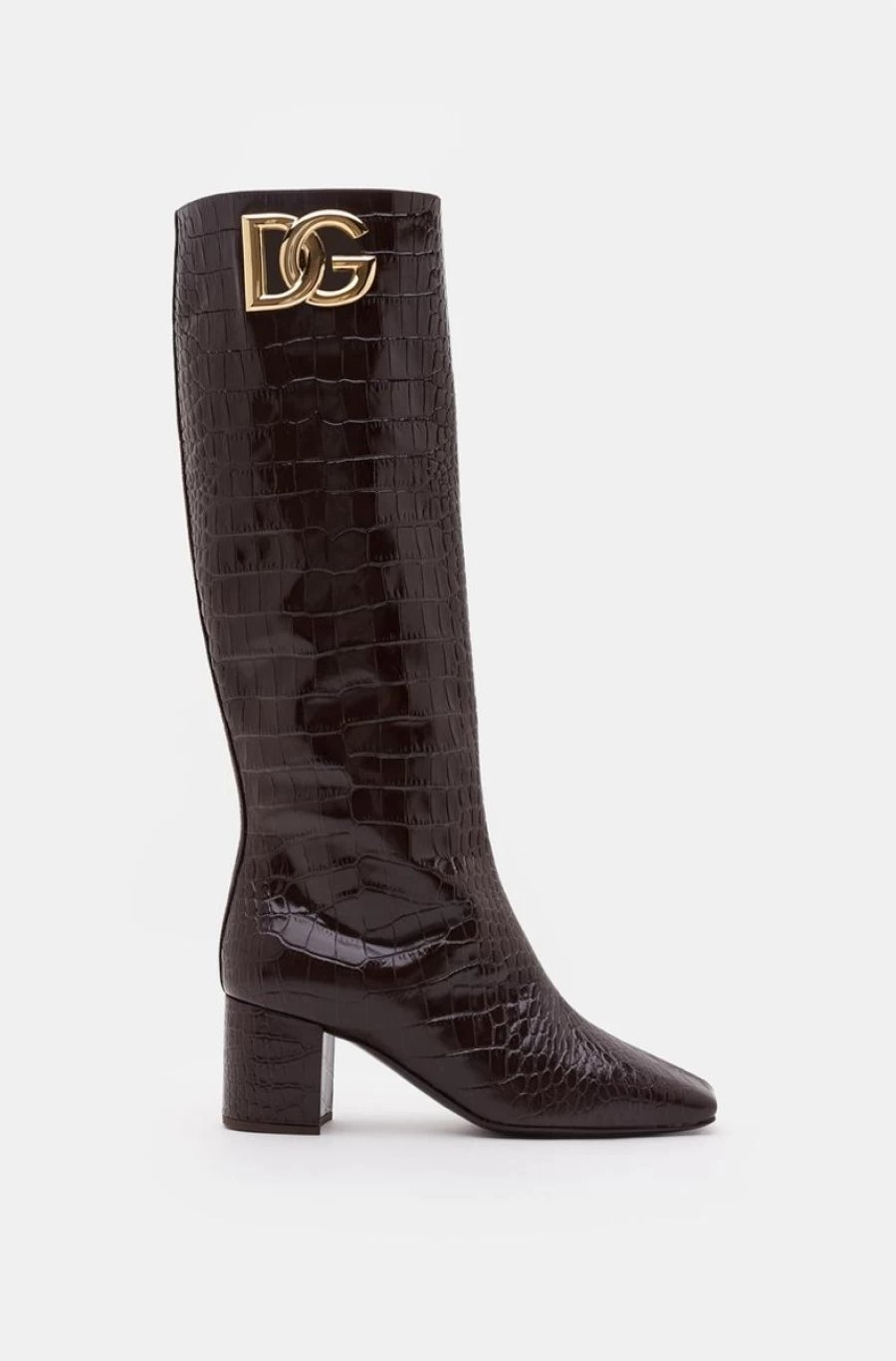 DOLCE & GABBANA Women's Brown Crocodile-Print Leather Boots