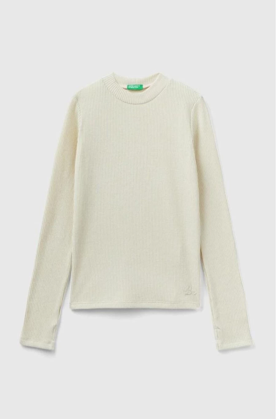 Benetton Girls Slim Fit Ribbed Long-Sleeve Stretch Cotton T-Shirt