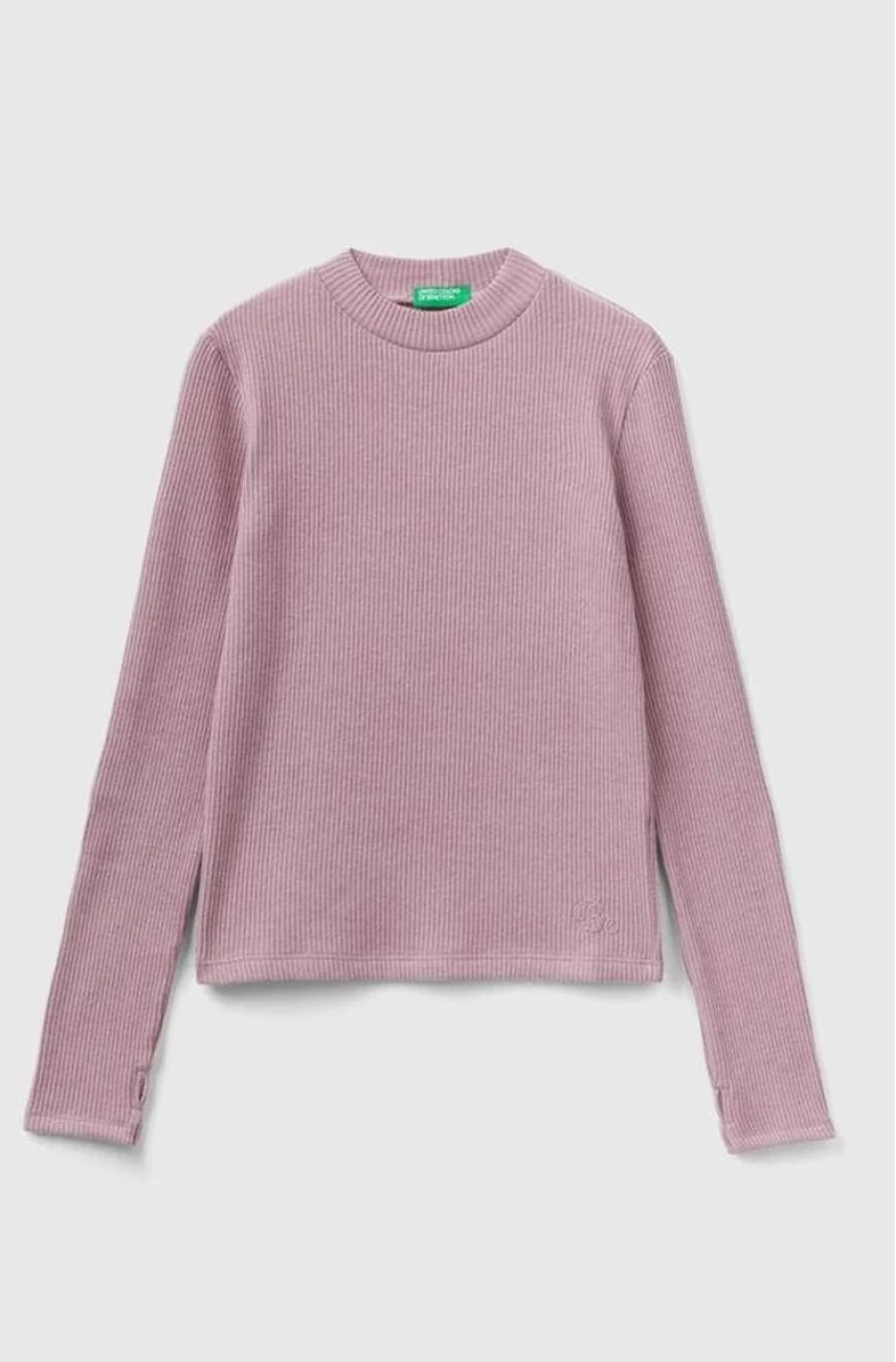 Benetton Girls Slim Fit Ribbed Long-Sleeve Stretch Cotton T-Shirt