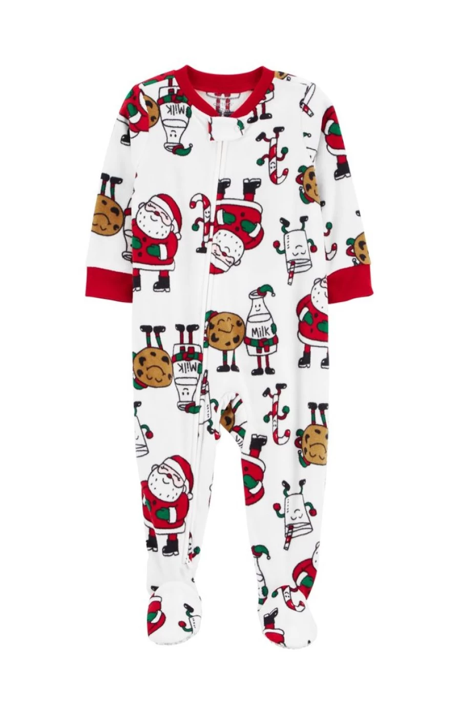 CARTER'S Boys Santa Cookies Fleece One-Piece Footie Pajamas for Baby