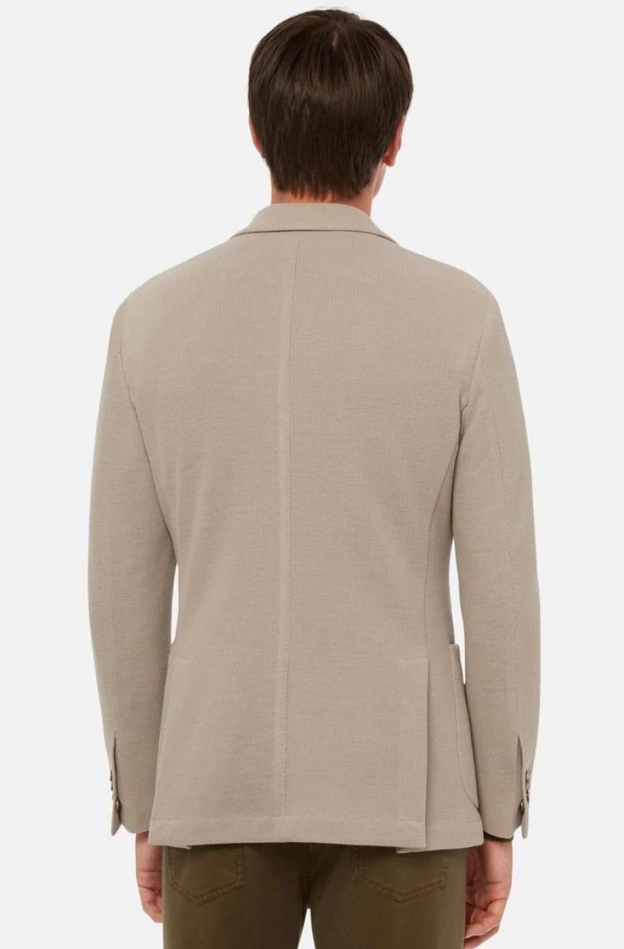 BOGGI MILANO Men's Beige Textured Wool Jersey Jacket – Premium Casual Outerwear