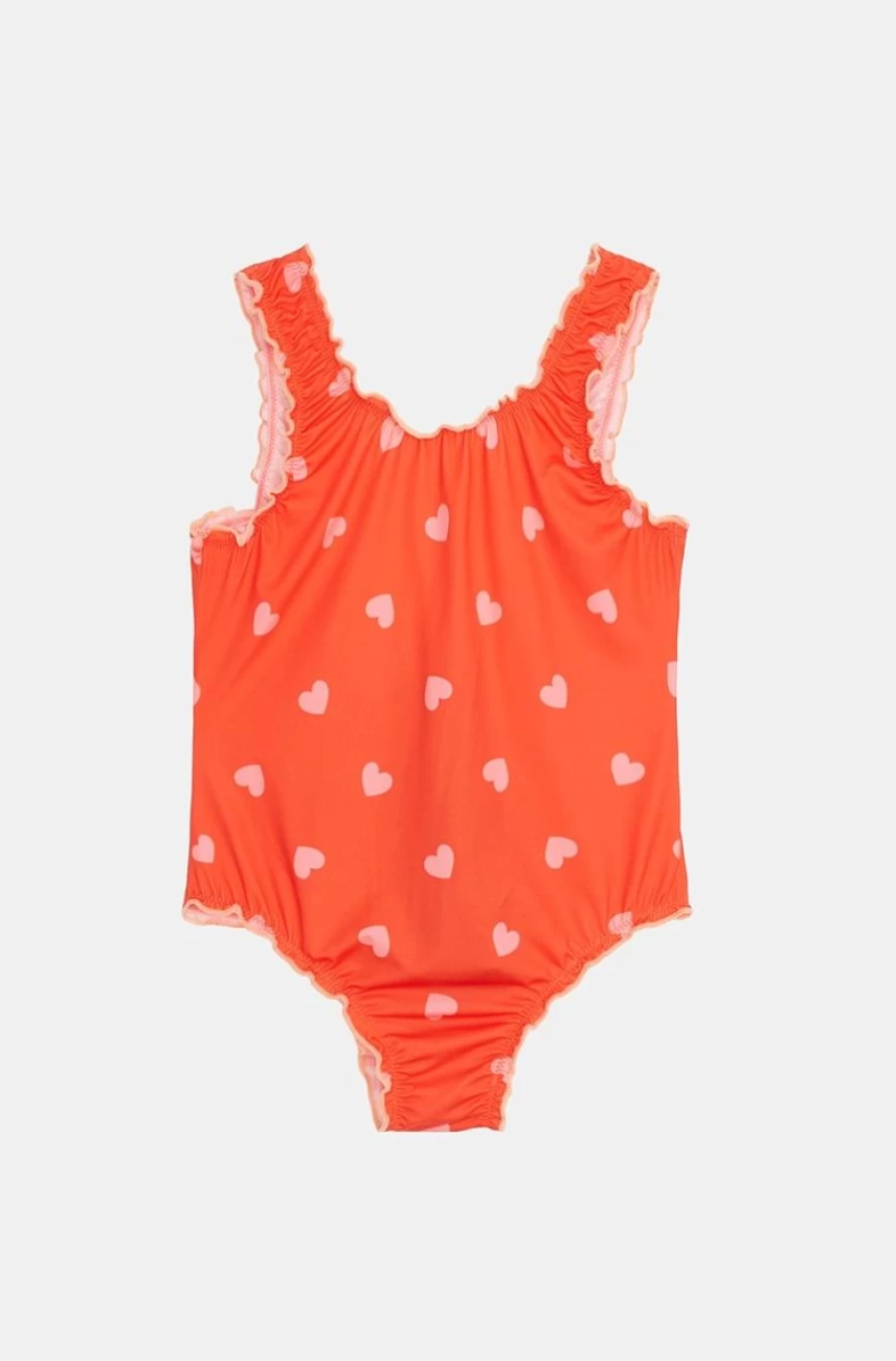 BENETTON Girls' Orange Heart Print One-Piece Swimsuit for Kids