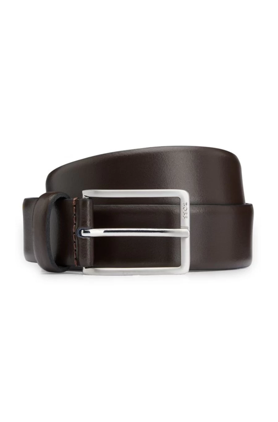 "HUGO BOSS Men's Italian Genuine Leather Belt with Engraved Logo Buckle"