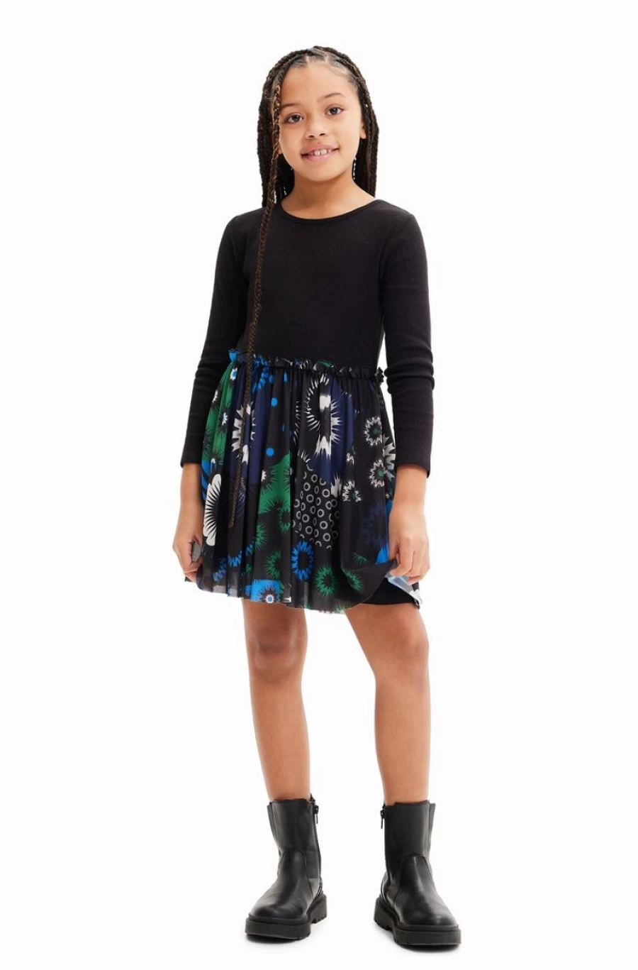 DESIGUAL Girls' Geometric Patchwork Combination Dress