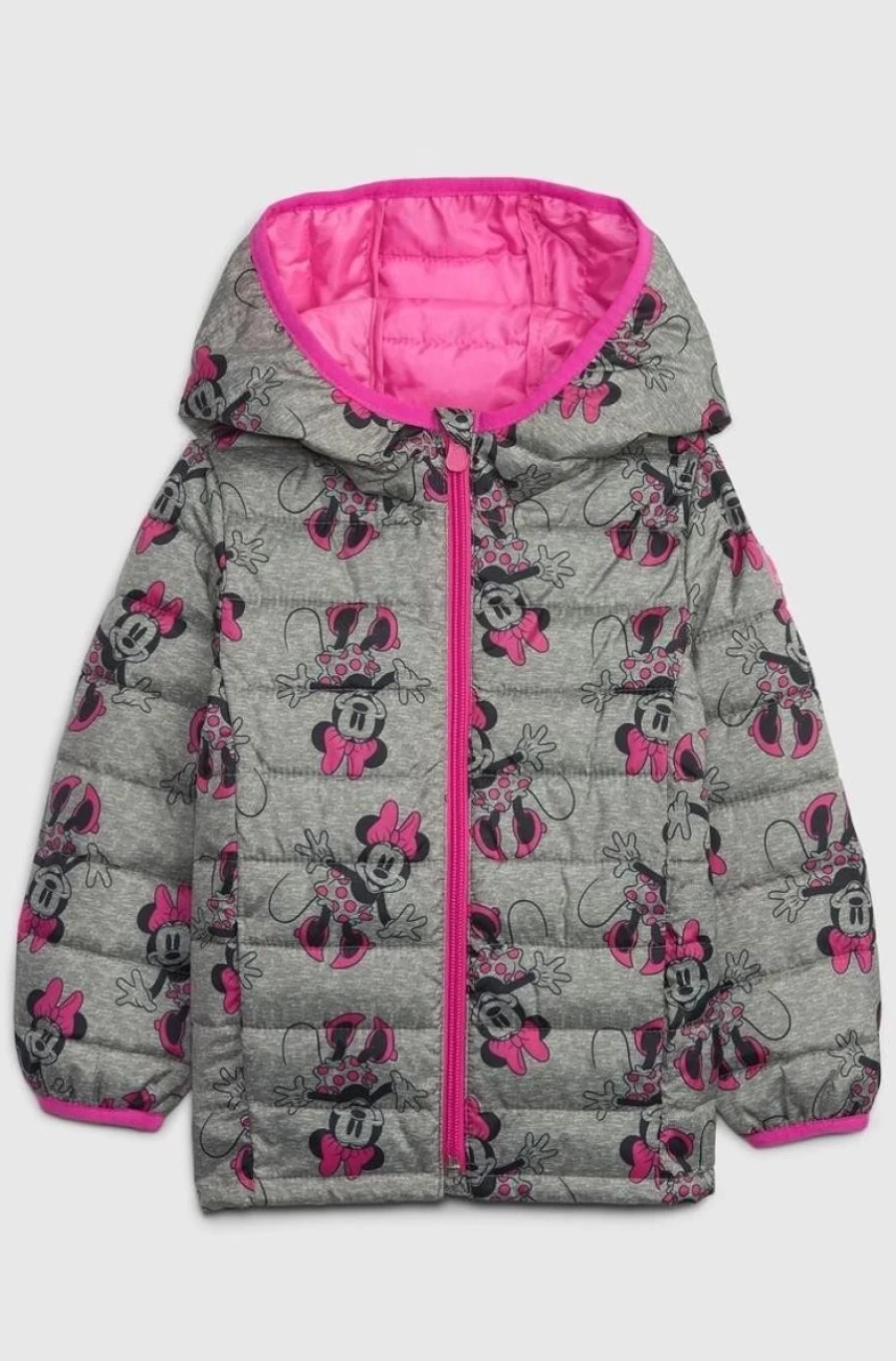 GAP Girls' Disney Minnie Mouse Trek Grey Cold Control Puffer Jacket