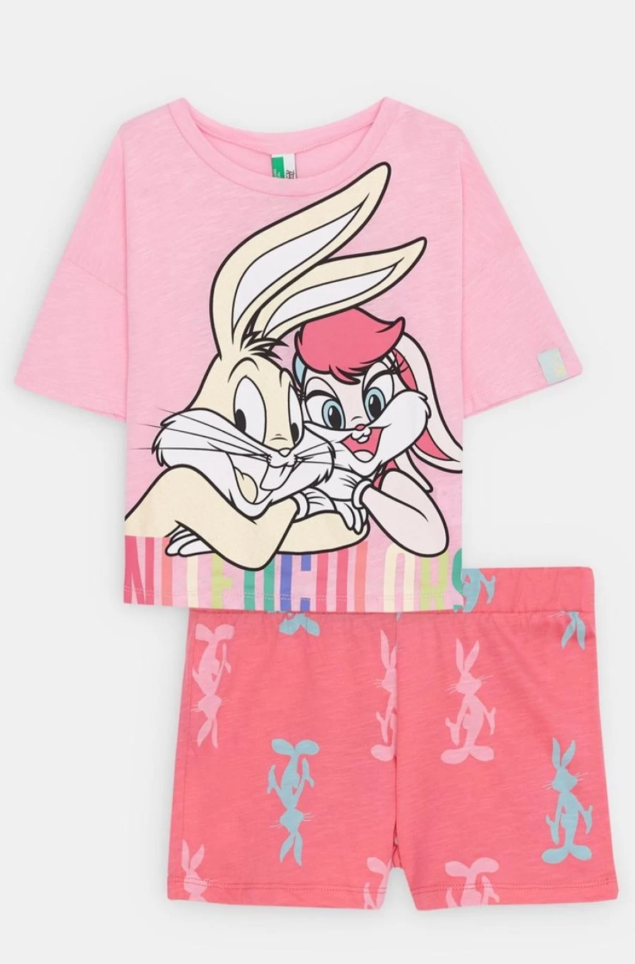 Benetton Girls' Looney Tunes Cotton Short Pajamas - Cartoon Print Sleepwear