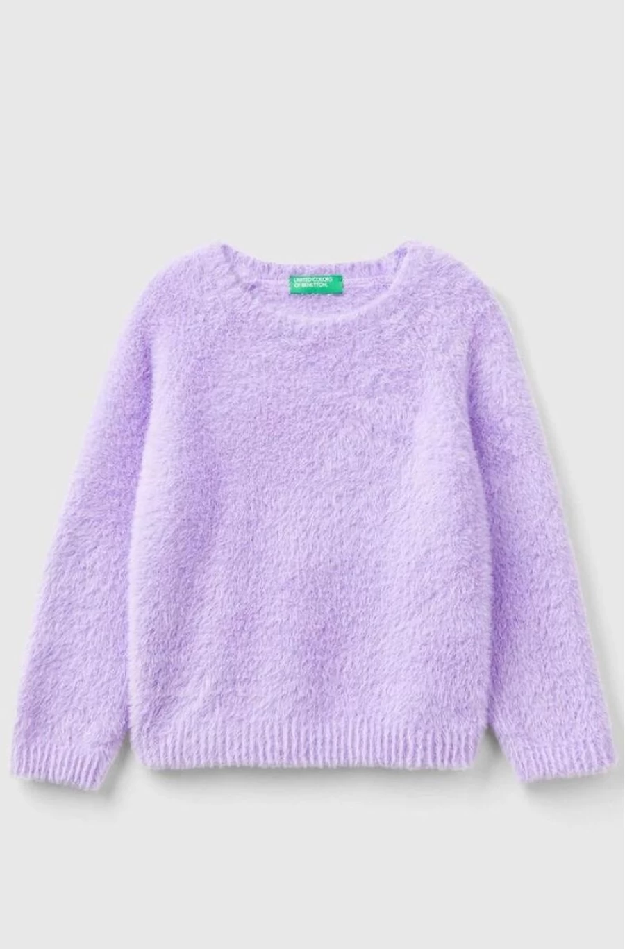 BENETTON Girls' Cozy Faux Fur Sweater for Stylish Winter Outfits
