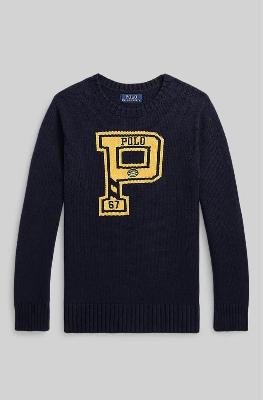 RALPH LAUREN Boys' Cotton Letterman Varsity Sweater